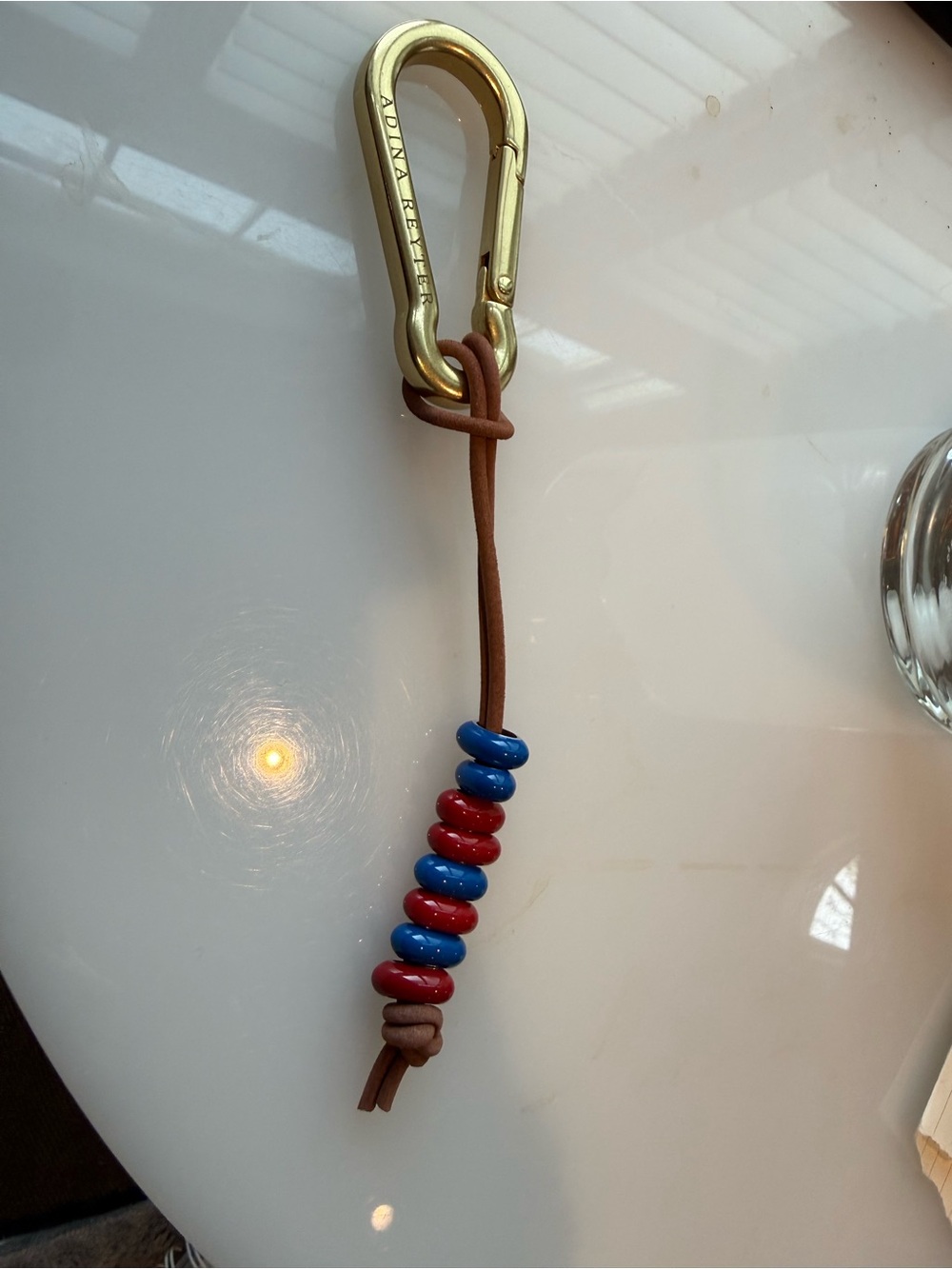 Adina Reyter Gold Carabiner Keychain with Red & Blue Sterling